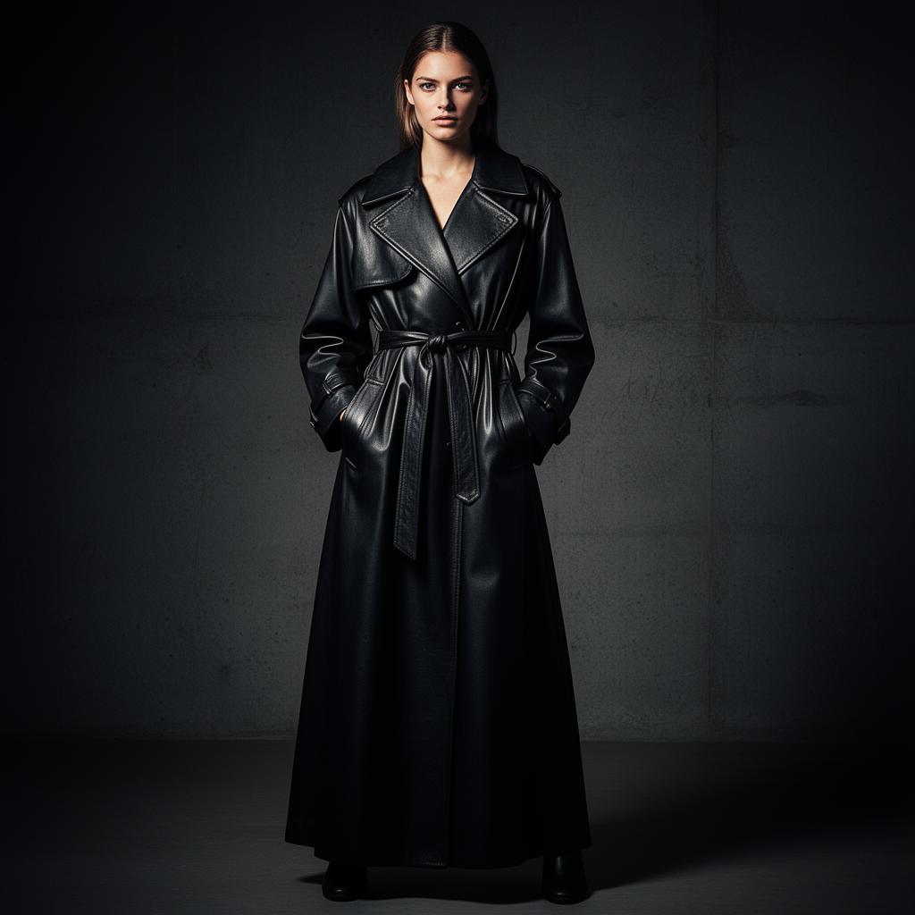 ONYX LEATHER TRENCH